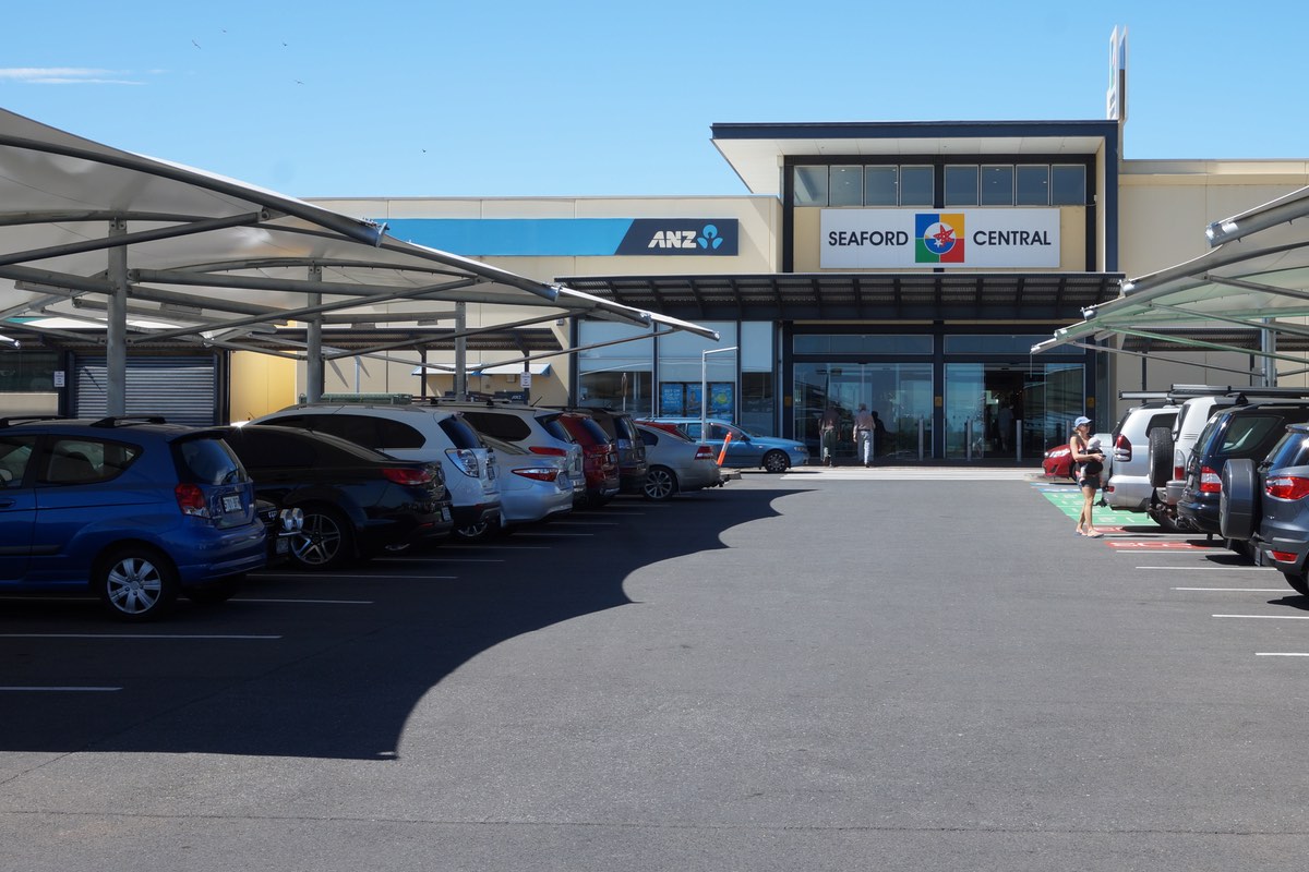 Car park shade structures Seaford Central shopping centre