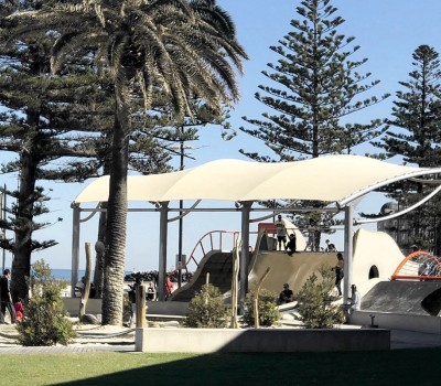 Cantilever shelter shade structure Glenelg Foreshore Playground Moseley Square City of Holdfast Bay SA