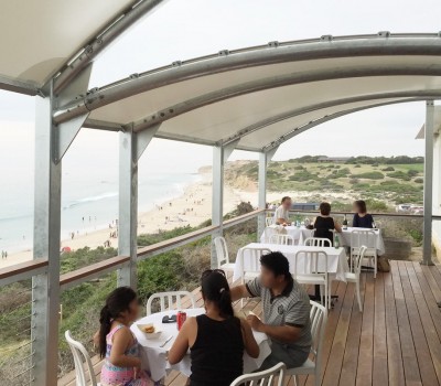 Custom shade structure PVC membrane Star of Greece restaurant shelter Port Willunga City of Onkaparinga