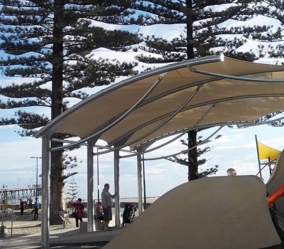 Custom shade shelter cantilever Moseley Square Glenelg City of Holdfast Bay